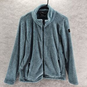Killtec Sherpa Fleece Heathered Teal Blue Women's Size 10 Full Zip Collared Soft